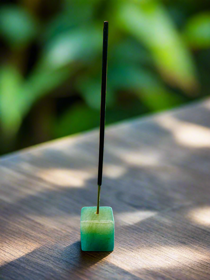 Tumbler Square green aventurine Incense holder