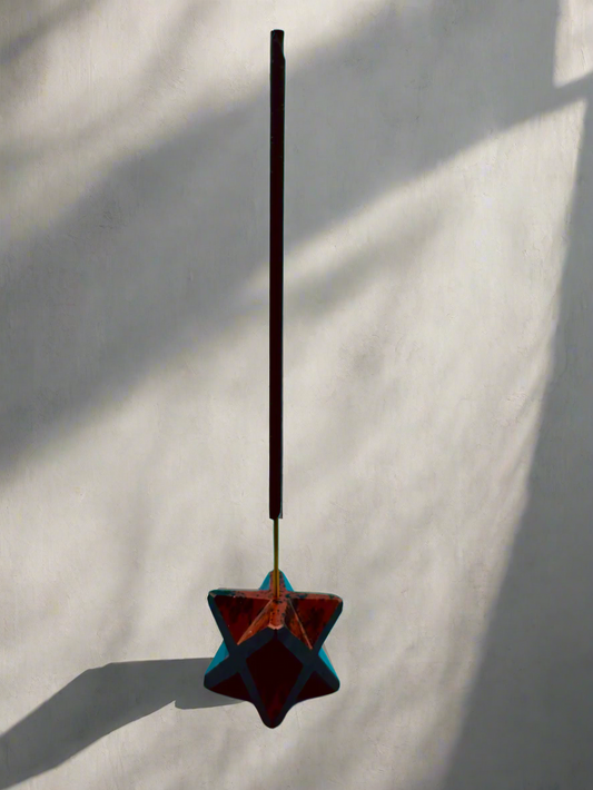 Merkaba mahagony obsidian incense holder