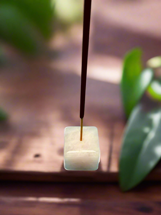 Tumbler Square Rose Quartz Incense Holder