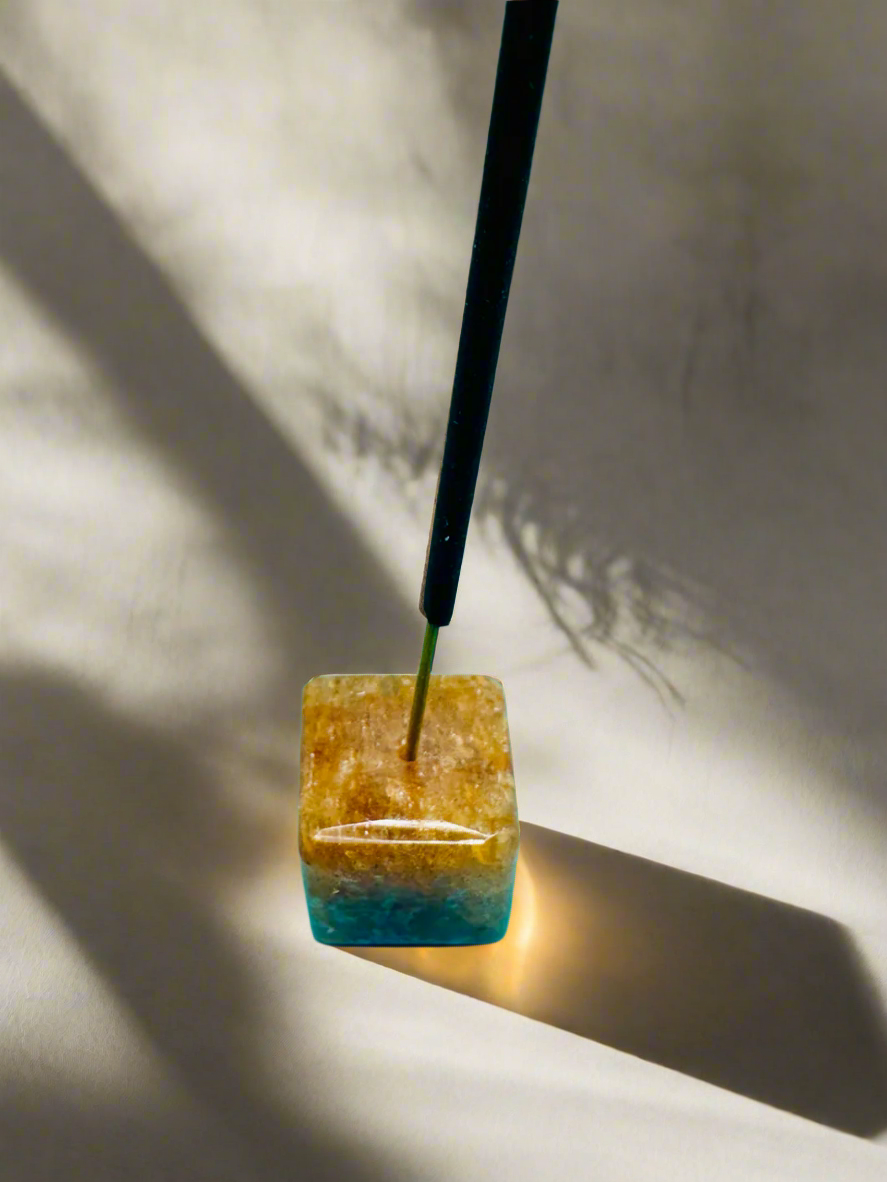 Tumbler Square Citrine quartz Incense holder